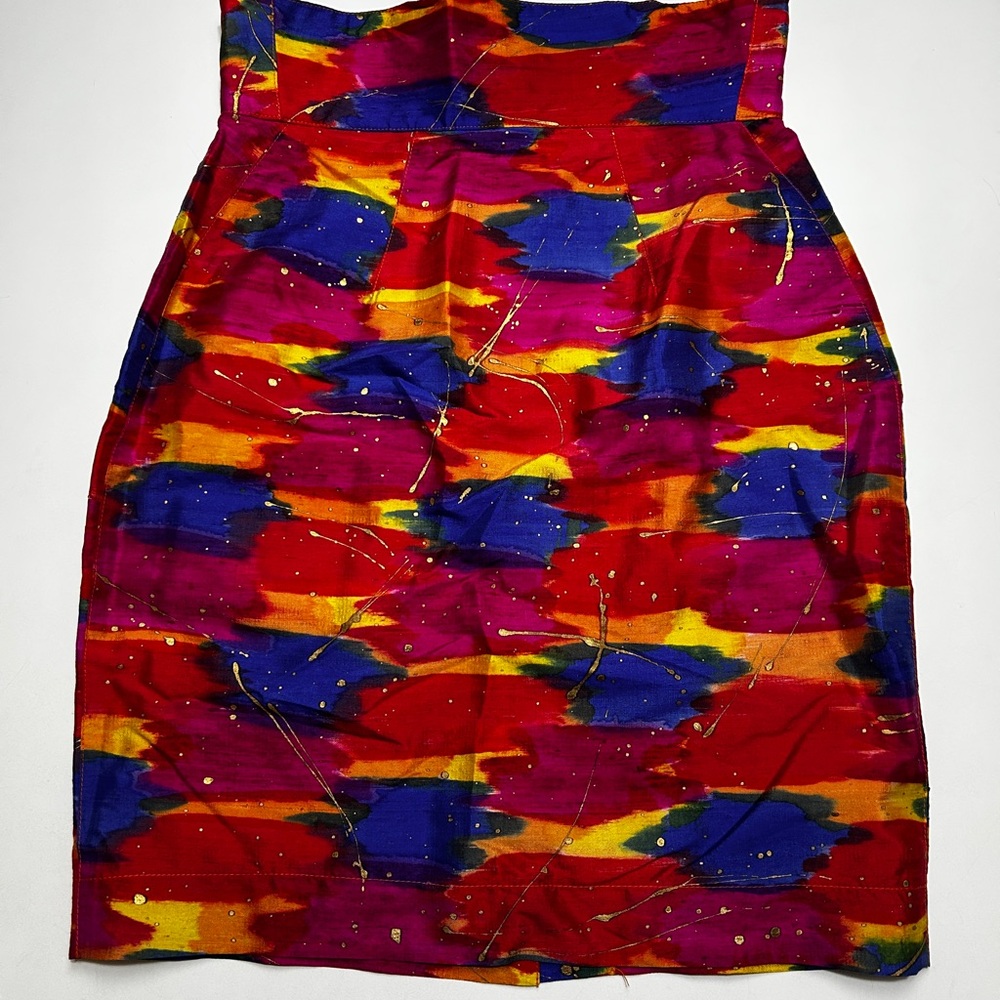 Colourful Silk Pencil Skirt for Cocktail